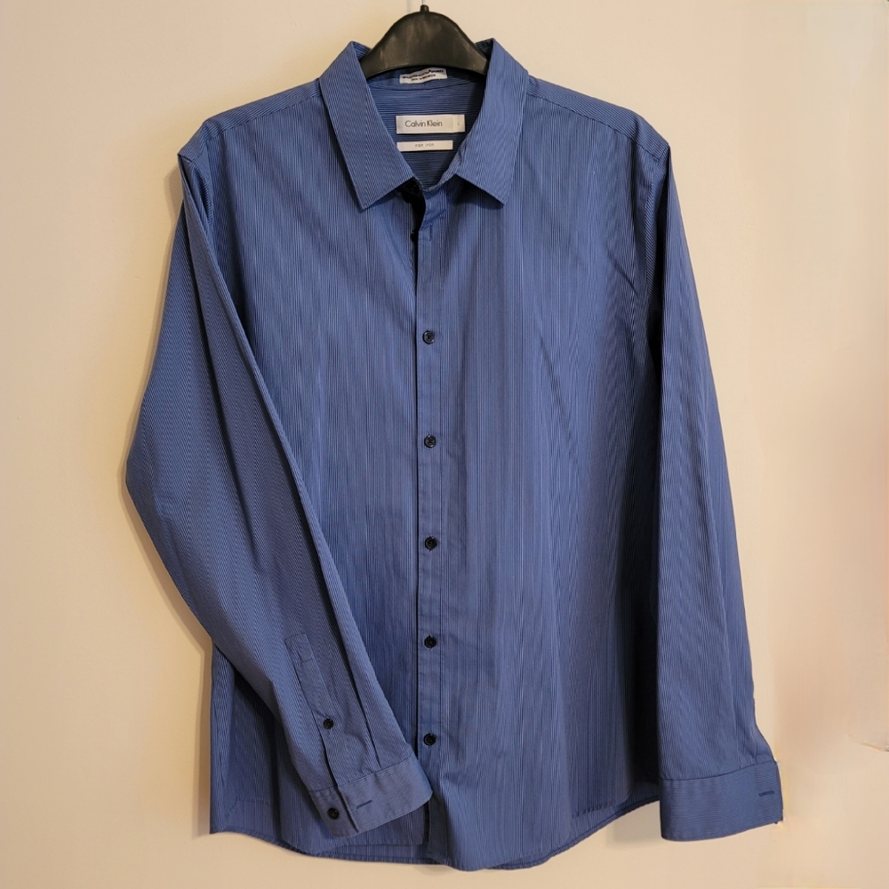 Calvin Klein blue striped dress shirt
